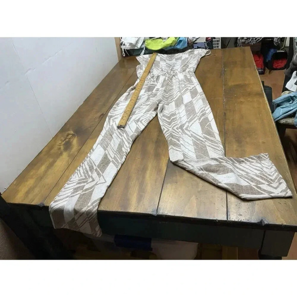 Corey Lynn Calter Cream and Brown Jumpsuit with Wide-Leg Design - Picture 14 of 16